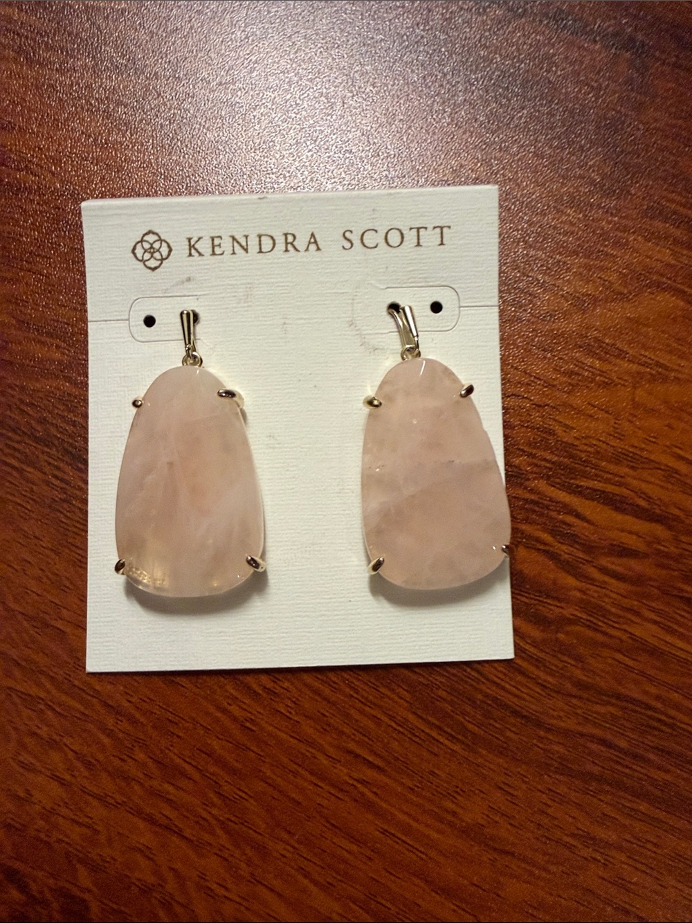 Retired Kendra Scott Marty Gold Rose Quartz Drop Earrings NWOT